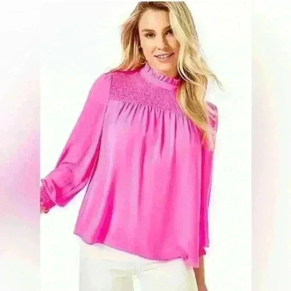 Lilly Pulitzer large fully lined pink blouse Item# S - Picture 1 of 8